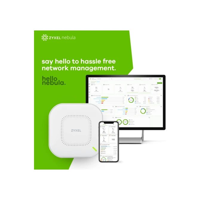 Zyxel Nebula NWA110AX | WiFi 6 Indoor Access Point | 1775 Mbit/s | PoE+ / 12 V DC | Inclusief Montagebeugel